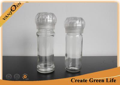 China Food Grade 90ml Glass Sauce Bottles With Pepper Plastic Grinder 43mm Diameter for sale