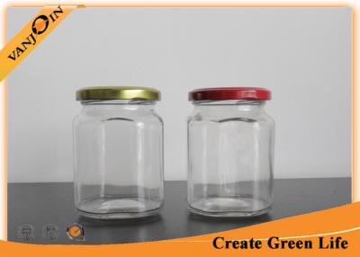 China 8oz 250ml Octagonal Empty Glass Food Jars Wholesale with Colored Metal Cap for sale