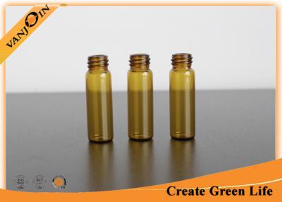 China 5ml Amber Glass Small Vials With Black Phenolic Cone Lined Screw-on Cap 45mm Height for sale