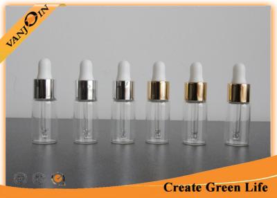 China 5ml Clear E-cig Liquid Bottles Pharmaceutical Glass Vial With Gold / Sliver Aluminum Dropper for sale