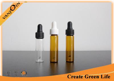 China Mini 5ml Amber Small Glass Vials With Plastic Dropper Cap for Essential Oils for sale