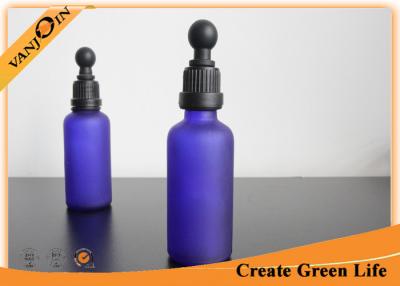 China 50ml Blue Frosted Blue or Amber Glass Bottles for Essential Oils With Dropper Cap for sale