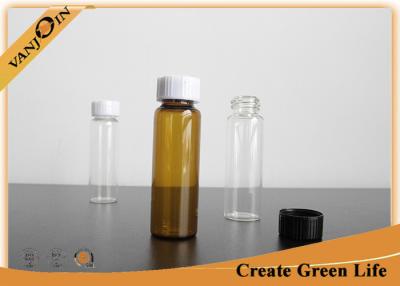 China Essential Oil Packaging 20ml Amber Glass Vials With Screwing Top Specialty Glass Bottles for sale