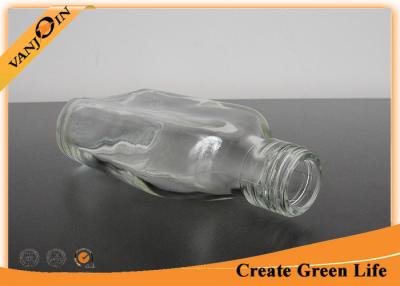 China Clear Short Neck 230ml Flat Glass Liquor Bottles with Screw Top , Small Wine Bottles for sale