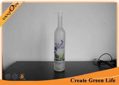 China Customized Frosted 750ml Wholesale Glass Wine Bottles For Vodka With Cork Neck for sale