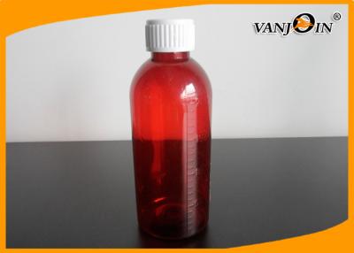 China 200ml Amber PET Pharmacy Liquid Plastic Medicine Bottles / Graduated Syrup Bottle with Lid for sale