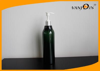 China Dark Green Cylindrical PET Cosmetic Lotion Bottle 500ML With Pump for sale