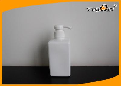 China 400ML Square White Plastic Cosmetic Bottles Shower Gel Bottle Fashion Pump for sale