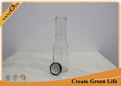 China Wide Mouth 9oz Glass Sauce Bottles With Lug Cap 44mm Neck Finish for sale