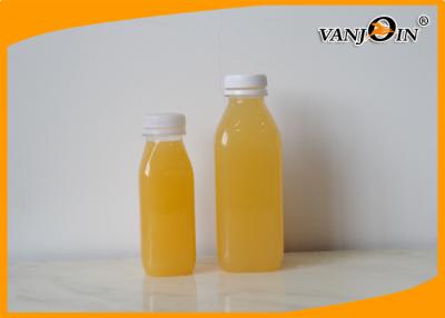 China Garrafas plásticas transparentes do suco do ANIMAL DE ESTIMAÇÃO 8oz/250ml quadrado com tampões da calcadeira à venda