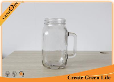 China Beer Use Wide Mouth Glass 1 Liter Mason Jar With Handle Square Mug for sale