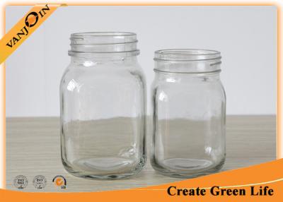 China Food Packing Square Shape 12oz 20oz Eco Mason Glass Jars With Lids for sale