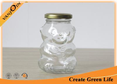 China 250ml Bear Shape Glass Food Jars , Clear Glass Food Storage Jars With Twist Off Lids For Cookie for sale