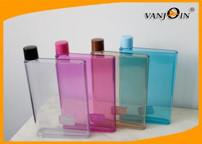 China Creative 420 ml AS Flat Transparent A5 Paper Plastic Reusable Water Bottles for sale