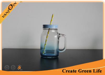 China Square Shape 20oz Gradient Spary Glass Mason Jar For Beverage Drinking for sale