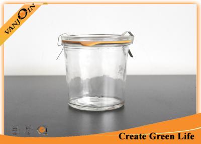 China 300ml Taper Glass Storage Jars With Lids / Glass Storage Containers With Lids for sale