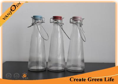 China 500 ml Glass Vintage Milk Bottles With Ceramic Lid / Wire Handle for sale