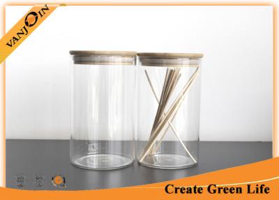 China Food Grade Glass Storage Jars With Lids , Eco Friendly Bamboo Storage Jars for sale