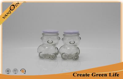 China Bear Shape Home Use 320ml Clear Glass Food Jars With Metal Screw Cap for sale