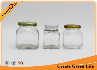 China 314ml Square Honey Jam Glass Food Jars With Metal Twist Off Cap for sale