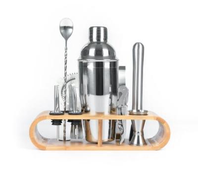 China Cocktail Shaker Set Stainless Steel Cocktail Shaker Bottle Mixer Drink Bartender Browser Kit Bars Set Tools With Wine Rack Stand for sale