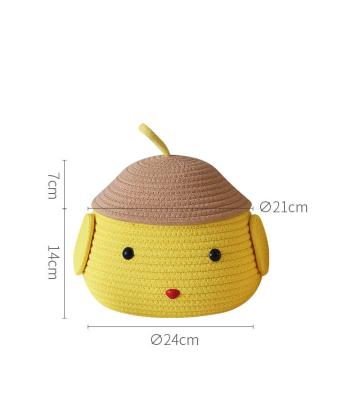 China Cute Clothing Cotton Rope Woven Snack Storage Earphone Storage Holder Basket Decorative Box for sale