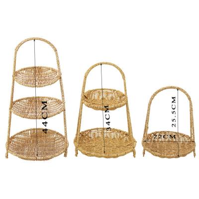 China Sustainable Hand - Woven Restaurant House Features New Double Dim Sum Basket Wuo Layers Fruit Basket for sale