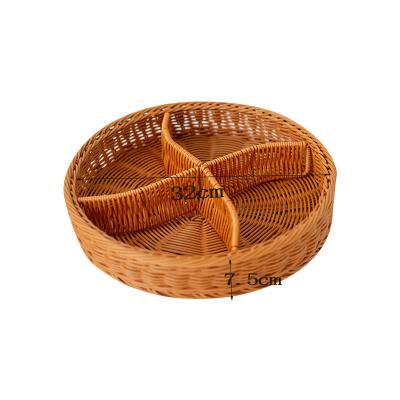 China Sustainable Rattan-Woven Three, Four, Five-Section Decorative Dried Fruit Storage Rack Basket for sale