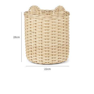 China Viable creative new shape long tube hand - woven decorative rattan vegetable fruit storage rack basket for sale