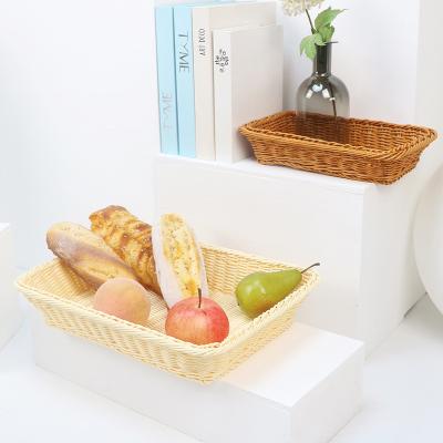 China Japanese Style Plastic Viable Rattan Like Fruit Vegetable Tray Plate Decorative Storage Basket for sale