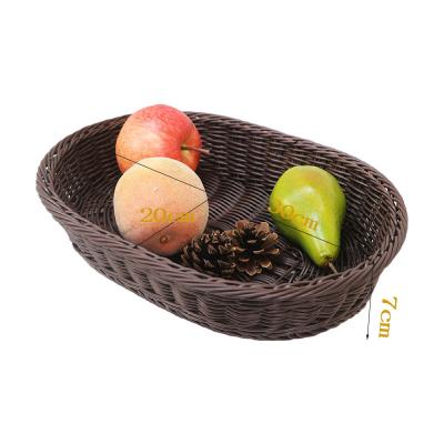 China Sustainable Rattan Like Plastic Fruit Supermarket Snack Storage Rack Woven Basket for sale