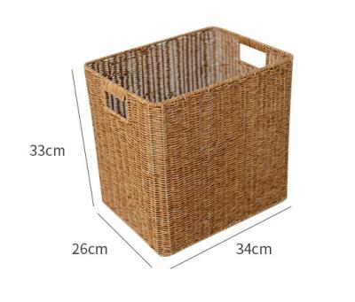 China Customized Sustainable Square Rattan Woven Home Basket Decorative Storage Rack Basket for sale