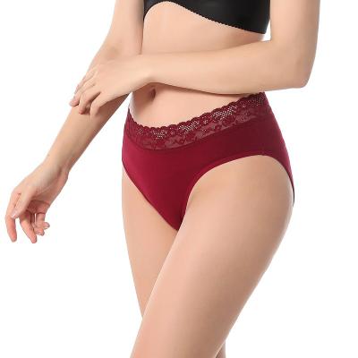 China Antibacterial Multi Size Briefs Comfortable Lace Ladies Cotton Safety Plus Size High Waisted Sexy Panties for sale