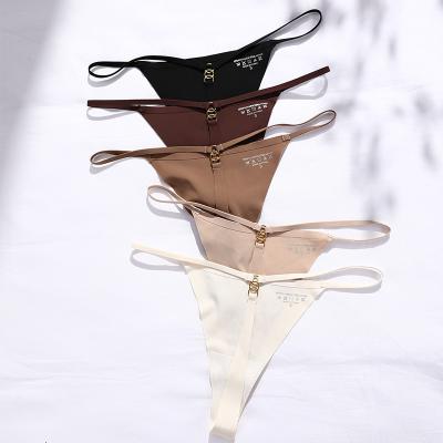 China Sexy Underwear G - Designer Custom Logo Printed Seamless Thong Panties G-string Teens Girls Thong Panties Antibacterial Women's String Hotsales for sale