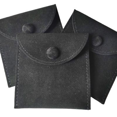 China Wholesale Simple Recyclable Stain Solid Color Jewelery Bag Button Flap Envelope Velvet Fabric Collar Bag for sale