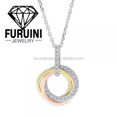 China Three Color Trendy Simple Design 925 Sterling Silver Pendant Necklace Famale Symbol Pendant Necklace for sale