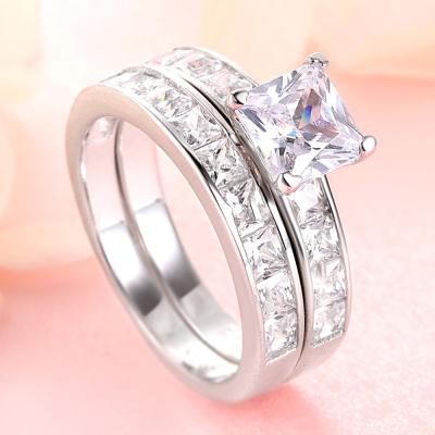 China New Design 925 Sterling Silver Zircon Diamond Ring Lovers Pair Ring Marriage Proposal Ring CLASSIC for sale