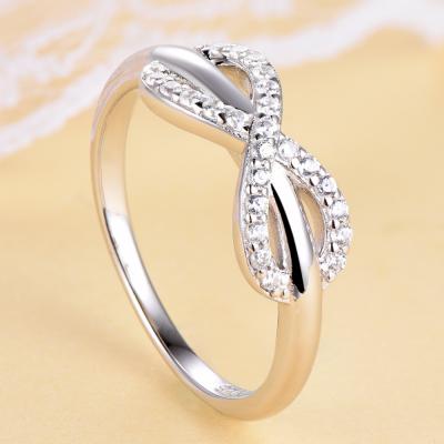 China CLASSIC Pure Silver Ring S925 Pure Cubic Zirconia Diamond Wedding Ring Row Diamond Infinity Symbol Silver Ring for sale