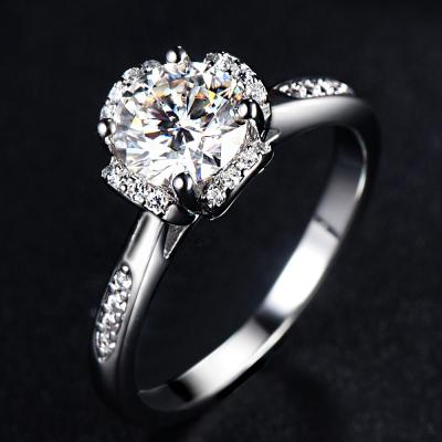 China New 925 CLASSICS Sterling Silver Moissanite Ring Wedding Diamond Ring Gift Wholesale For Women for sale