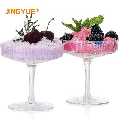 China New Vintage Stemware 170ml Cute Unique Clear Ripple Classic/Postmodern Champagne Martini Cocktail Glasses For Wedding Party Event for sale