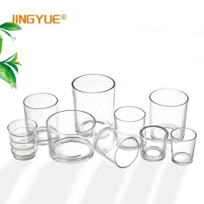 China Wholesale Home Decoration Multi-size Custom Logo Printed Plain Recycled Empty Glass Candle Jar For Home Wedding Decoration for sale