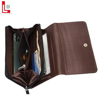 China OEM Waterproof Factory Customized Button And Zipper Unisex Long Wallet With Transparent PVC Window Hold Cash Coins Cards And Phone for sale