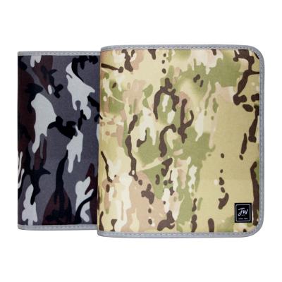 China Eco-friendly Zippered Leather Padfolio Organizer File Folder PU Leather Folder with Three Ring Binder for Student Army Camouflage Polyester for sale