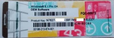 China wholesale Windows Product Key Sticker , Win 8.1 Pro OEM Sticker X18 COA Label for sale