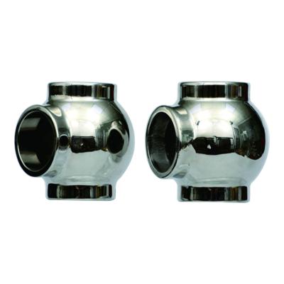 China Custom OEM ODM Stainless Steel 3 Way Elbow 90 Degree Pipe Rail Tee Fitting 65*62mm for sale