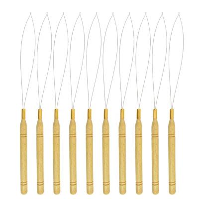 China stainless steel & Wooden Pulling Needles For Rings / Micro Loop Hair Extensions Wire Threader Hook Pull for sale