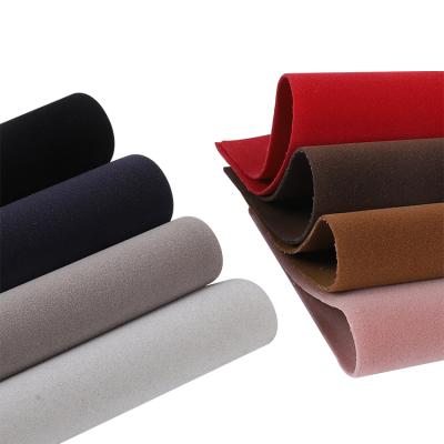 China Waterproof Solid Matte 1.2-1.3 Mm Doubleside Flocking Leatherette Wholesale Faux Leather Fabric For Shoes for sale