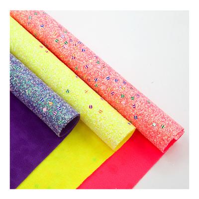 China Hotsale Glitter Faux Leather Chunky PU Leather Sheets Smooth Glitter Vinyl Abrasion-Resistant For Shoes for sale