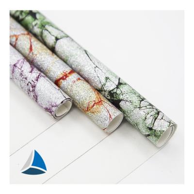 China High Quality Glitter Film Pattern Fabric PU Faux Leather Abrasion-Resistant For Shoes for sale