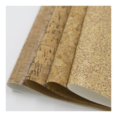 China Waterproof natural cork fabric custom pu lining material rexine leather for shoes for sale